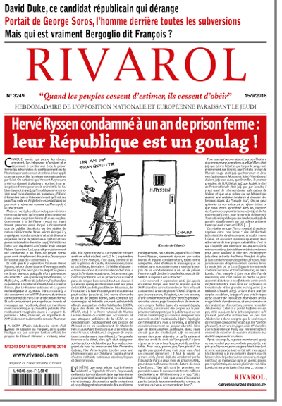 Rivarol n°3249 du 15/9/2016 (Papier)