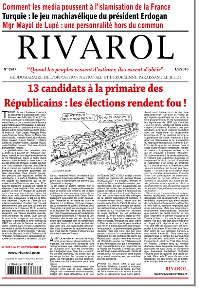 Rivarol n°3247 du 1/9/2016 (Papier)