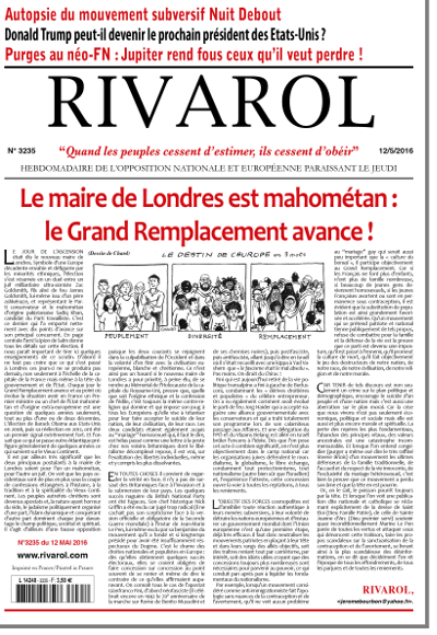 Rivarol n°3235 du 12/5/2016 (Papier)
