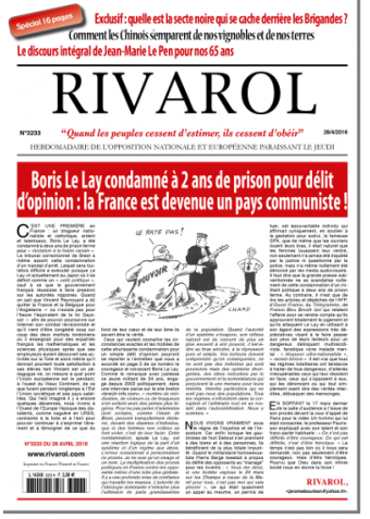 Rivarol n°3233 du 28/4/2016 (Papier)