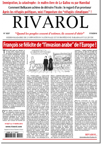 Rivarol n°3227 du 17/3/2016 (Papier)