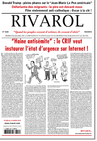 Rivarol n°3226 du 10/3/2016 (Papier)