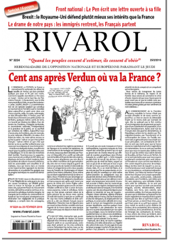Rivarol n°3224 du 25/2/2016 (Papier)