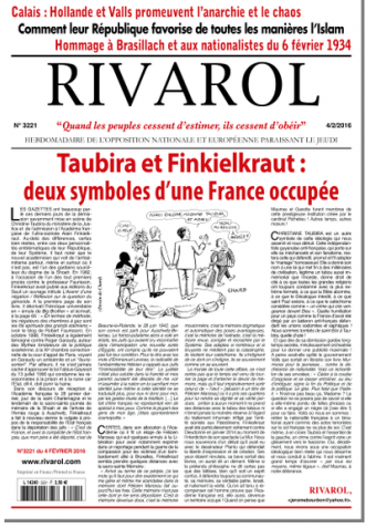 Rivarol n°3221 du 4/2/2016 (Papier)