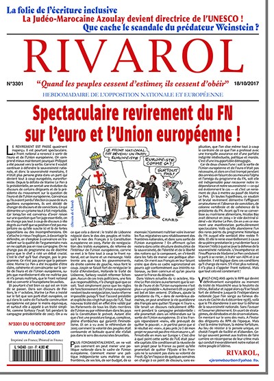 Rivarol n°3301 du 18/10/2017 (Papier)