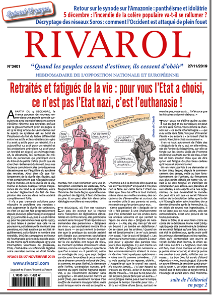 Rivarol n°3401 du 27/11/2019 (Papier)