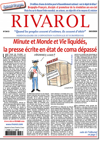 Rivarol n°3413 du 26/2/2020 (Papier)
