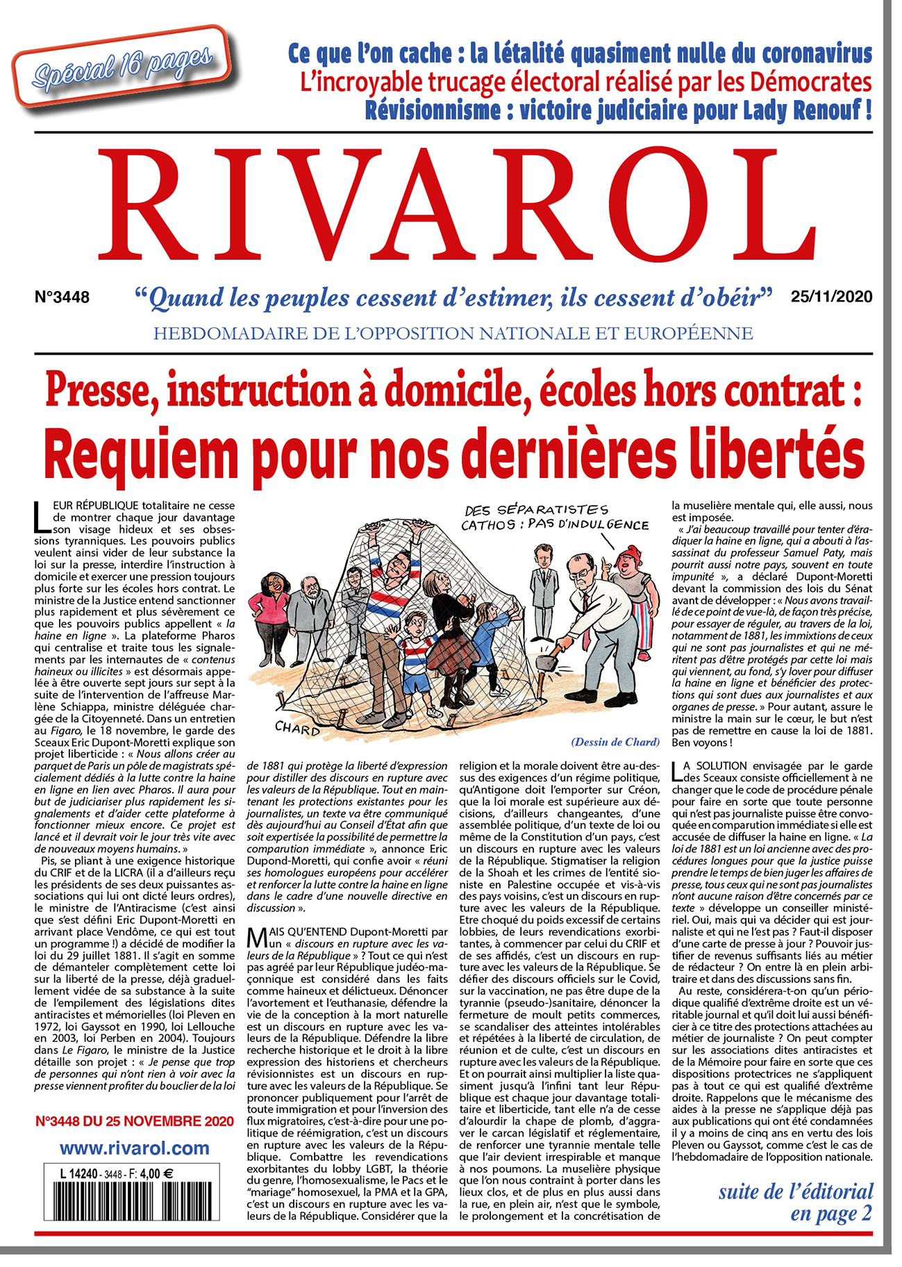 Rivarol n°3448 du 25/11/2020 (Papier)