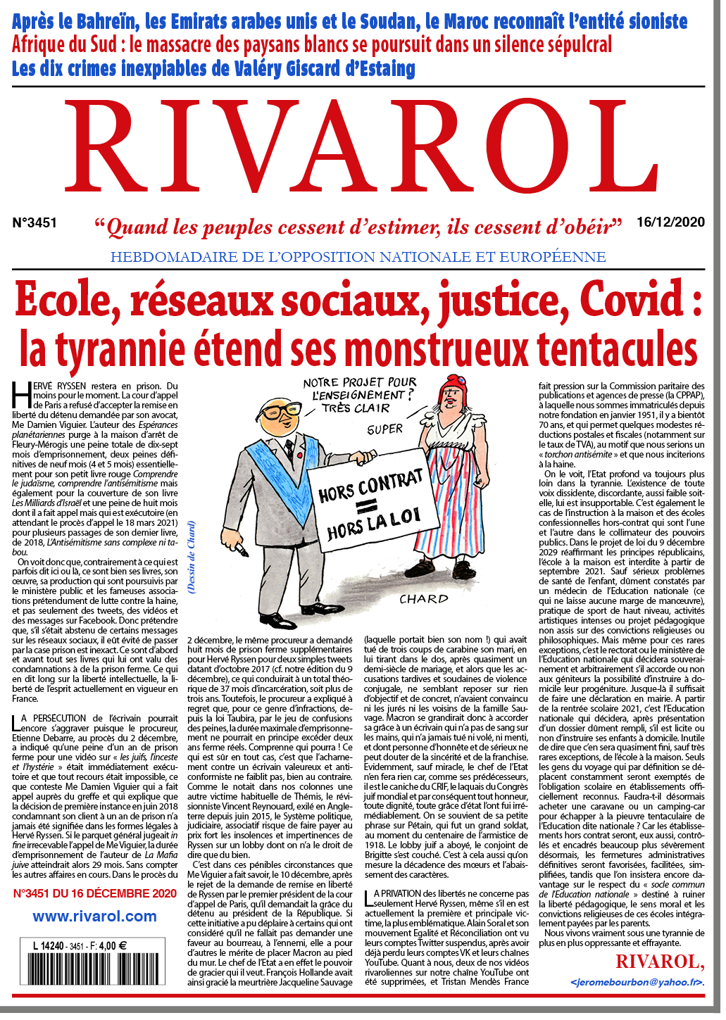 Rivarol n°3451 du 16/12/2020