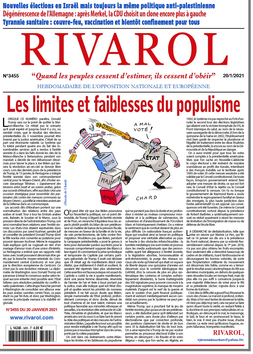 Rivarol n°3455 du 20/1/2021