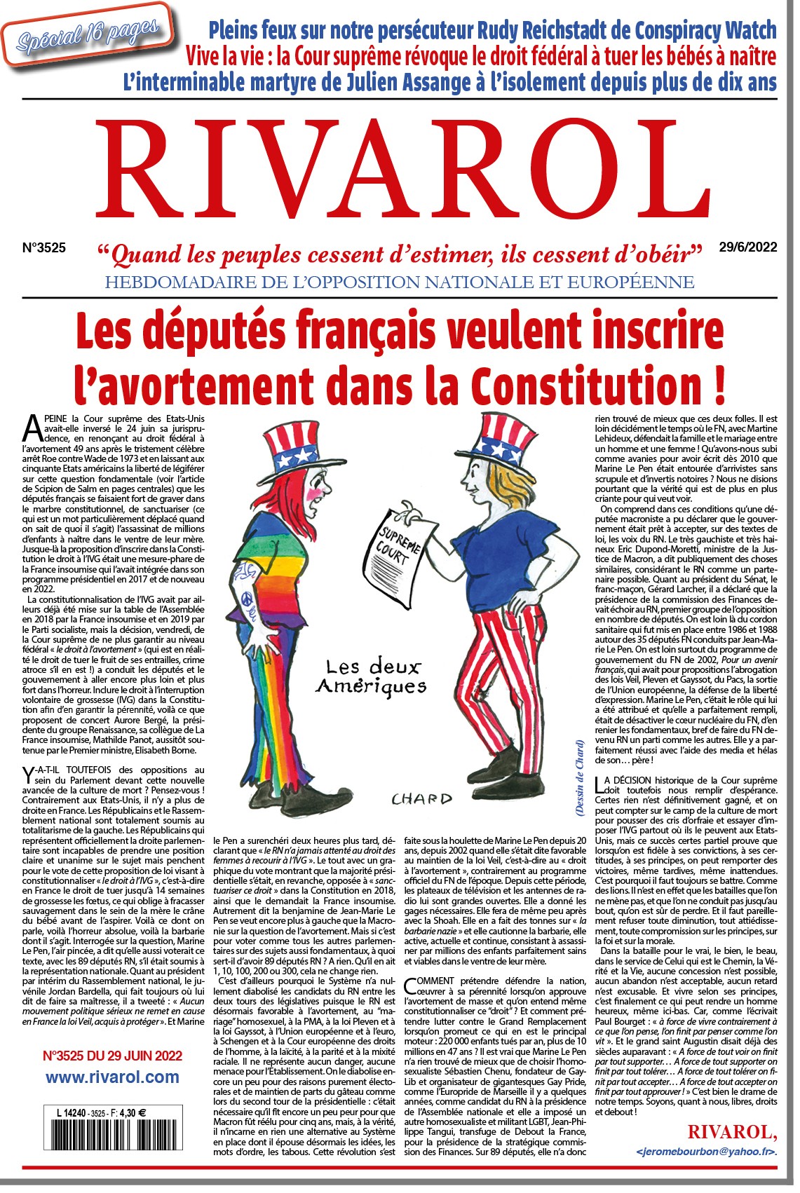 Rivarol n°3525 du 29/6/2022