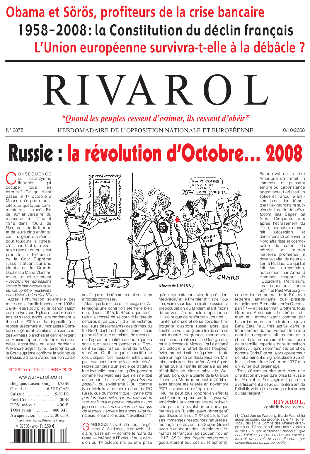 Rivarol n°2875 version numérique (PDF)