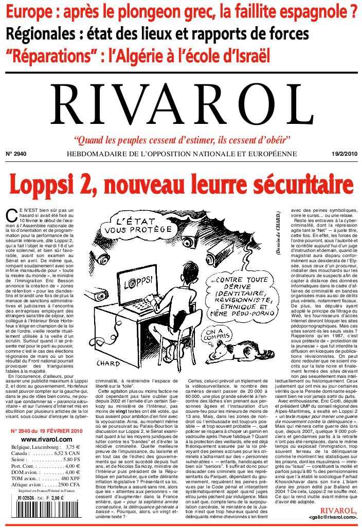 Rivarol n°2940 version numérique (PDF)